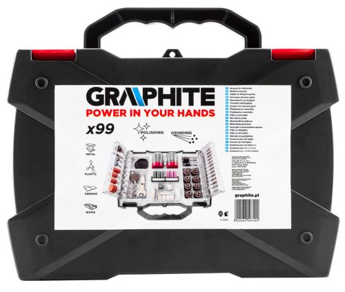 GRAPHITE Tartozékkészlet mini fúró- és csiszológéphez 99db 55H084