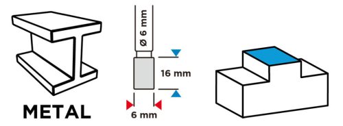 GRAPHITE Keményfém marófej, turbómaró, A, hengeres, 6x16mm, szár méret: 6x45mm 55H350