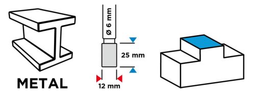 GRAPHITE Keményfém marófej, turbómaró, A, hengeres, 12x25mm, szár méret: 6x45mm 55H353