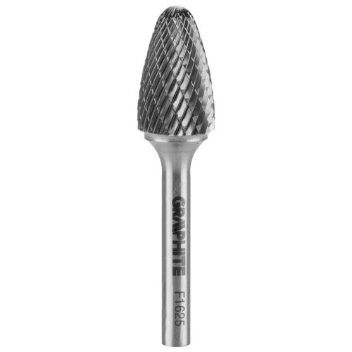 GRAPHITE Keményfém marófej, turbómaró, F csúcsíves, 16x25mm, szár méret: 6x45mm 55H374