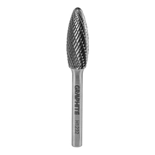 GRAPHITE Keményfém marófej, turbómaró, H lángnyelv, 12x32mm, szár méret: 6x45mm 55H376