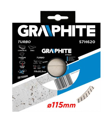 GRAPHITE Gyémánt vágókorong 115mm TURBO VÉKONY 57H620