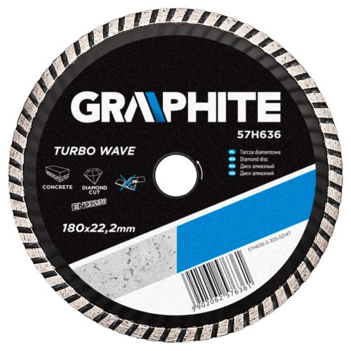 GRAPHITE Gyémánt vágókorong 180mm TURBO HŰTŐBORDÁS 57H636