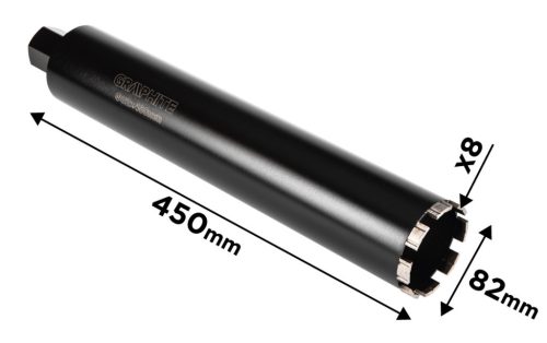 GRAPHITE Gyémánt magfúró korona, 82x450mm, 8 szegmenses, 58G540 géphez 57H861