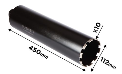 GRAPHITE Gyémánt magfúró korona, 112x450mm, 10 szegmenses, 58G540 géphez 57H863