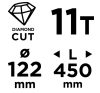 GRAPHITE Gyémánt magfúró korona, 122x450mm, 11 szegmenses, 58G540 géphez 57H864