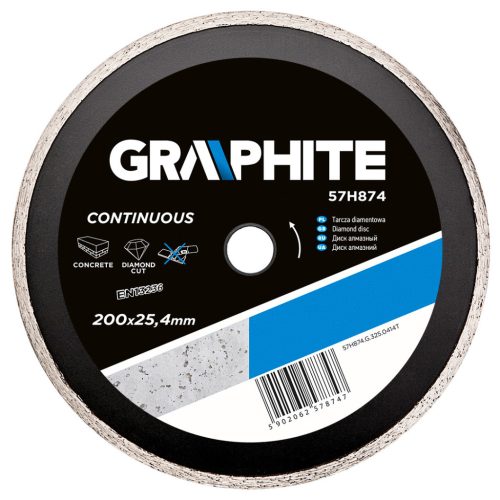 GRAPHITE Gyémánt vágókorong 200x25.4mm VIZES 57H874