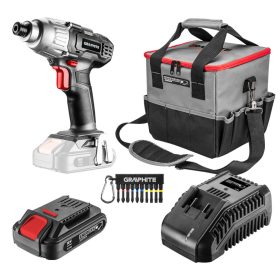   GRAPHITE Akkus gépkészlet Energy+, 18V/2Ah: akkus ütvecsavarozó 1/4"(hatszög) + táska(25x25cm) + bit klt+akku+töltő! 3 év garanciával 58G012-S15