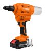 NEO TOOLS Akkus popszegecshúzó, Energy+, 18V, szegecsátmérő 2,4-6-4mm, húzóerő 12000 N 3 év garanciával 04-617