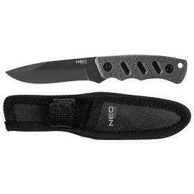   NEO TOOLS Túlélőkés, full-tang, 16.5cm, rozsdamentes acél, gumírozott markolat, penge: 9.4cm 63-106