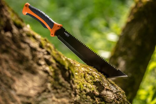 NEO TOOLS Bozótvágó kés, 40cm, rozsdamentes acél, kétkomponensű fogantyú TPR+PP, fűrész funkció, penge: 25.5cm, tokkal 63-117