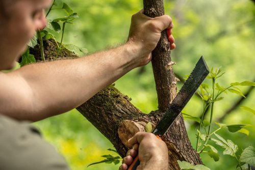 NEO TOOLS Bozótvágó kés, 40cm, rozsdamentes acél, kétkomponensű fogantyú TPR+PP, fűrész funkció, penge: 25.5cm, tokkal 63-117