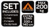 NEO TOOLS Függőágy 330x140cm, 210T nylon, maxterhelhetőség 200kg, sötétzöld 63-124