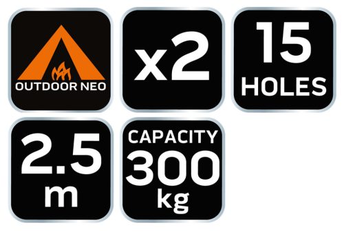 NEO TOOLS Függőágy hosszabbító hevederek 2dbx2,5 m, szemes, 200kg 63-141