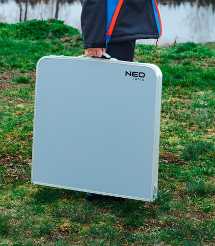 NEO TOOLS Kempingasztal 4 székkel, összecsukható, tokban 63-159