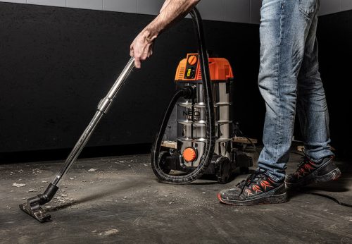 NEO TOOLS Száraz/vizes ipari porszívó, szűrőtisztító funkció, 1600W/18KPa, 35L inox tartály, gépcsatlakozó, tartozékok 3 év garanciával 04-739