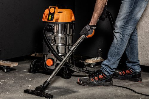 NEO TOOLS Száraz/vizes ipari porszívó, szűrőtisztító funkció, 1600W/18KPa, 35L inox tartály, gépcsatlakozó, tartozékok 3 év garanciával 04-739