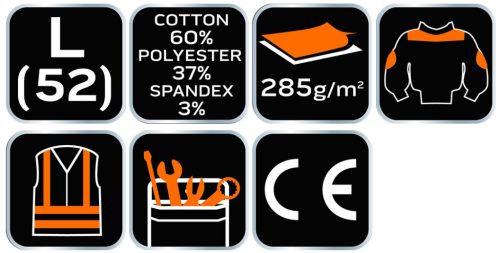 NEO TOOLS Karcsúsított(Slim fit) Munkavédelmi kabát, HD,, 60% pamut, 37% polyester, 3% elastane, 285 g/m2, L 81-218-L