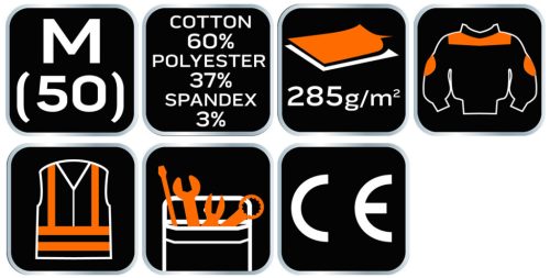 NEO TOOLS Karcsúsított(Slim fit) Munkavédelmi kabát, HD,, 60% pamut, 37% polyester, 3% elastane, 285 g/m2, M 81-218-M