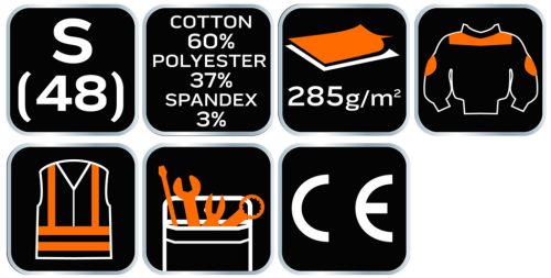 NEO TOOLS Karcsúsított(Slim fit) Munkavédelmi kabát, HD,, 60% pamut, 37% polyester, 3% elastane, 285 g/m2, S 81-218-S
