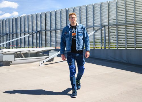 NEO TOOLS Farmer Munkásnadrág, DENIM, 98% pamut, térdvédő betét zsebbel, gombos oldalzsebekkel, 255 g/m2, XS 81-228-XS