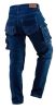 NEO TOOLS Farmer Munkásnadrág, DENIM, 98% pamut, térdvédő betét zsebbel, gombos oldalzsebekkel, 255 g/m2, XS 81-228-XS