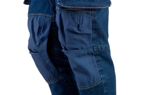 NEO TOOLS Farmer Munkásnadrág, DENIM, 98% pamut, térdvédő betét zsebbel, gombos oldalzsebekkel, 255 g/m2, XXL 81-228-XXL