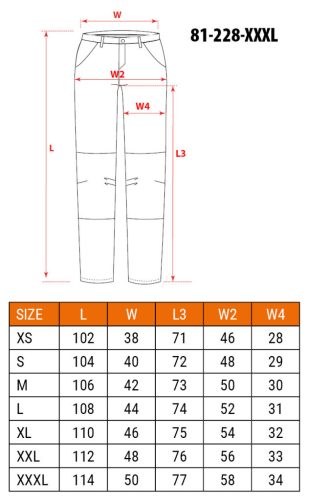 NEO TOOLS Farmer Munkásnadrág, DENIM, 98% pamut, térdvédő betét zsebbel, gombos oldalzsebekkel, 255 g/m2, XXXL 81-228-XXXL