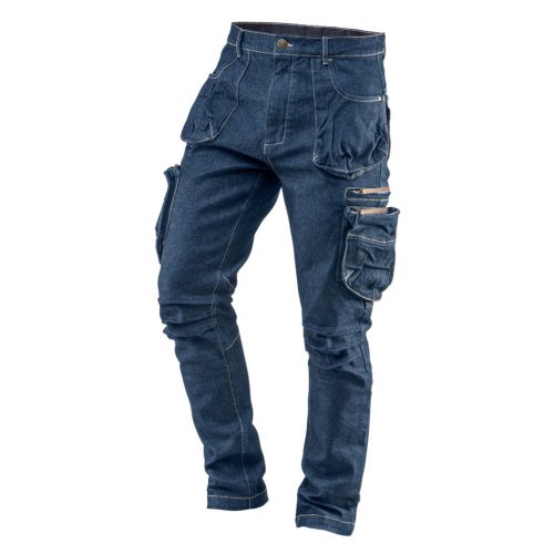NEO TOOLS Farmer Munkásnadrág, DENIM, cipzáros oldalzsebekkel, 98% pamut, 410 g/m2, XL 81-229-XL