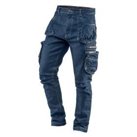   NEO TOOLS Farmer Munkásnadrág, DENIM, cipzáros oldalzsebekkel, 98% pamut, 410 g/m2, XS 81-229-XS