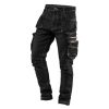 NEO TOOLS Farmer Munkásnadrág, DENIM, fekete, cipzáros oldalzsebekkel, 98% pamut, 410 g/m2, XS 81-233-XS