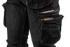 NEO TOOLS Farmer Munkásnadrág, DENIM, fekete, cipzáros oldalzsebekkel, 98% pamut, 410 g/m2, XS 81-233-XS