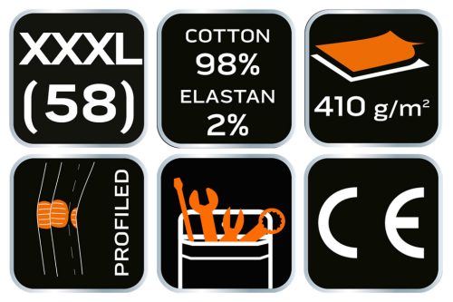 NEO TOOLS Farmer Munkásnadrág, DENIM, fekete, cipzáros oldalzsebekkel, 98% pamut, 410 g/m2, XXXL 81-233-XXXL