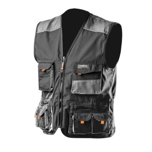 NEO TOOLS Munkavédelmi mellény, HD, XL/56 65% poliészter, 35% pamut, 267g/m2, vékony fényvisszaverő csík, XL 81-260-XL