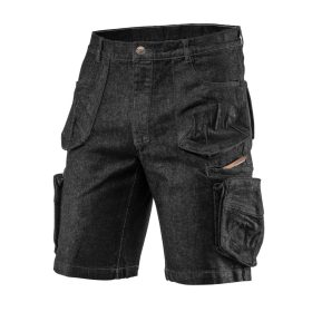   NEO TOOLS Farmer Rövid munkásnadrág, DENIM, fekete, cipzáros oldalzsebekkel, 98% pamut, 410g/m2, XL 81-273-XL
