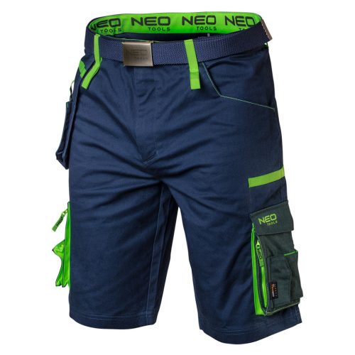 NEO TOOLS Rövid munkásnadrág övvel, PREMIUM, 62% pamut, 35% polyester, 3% elastane, L 81-276-L