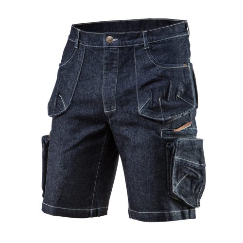 NEO TOOLS Farmer Rövid munkásnadrág, DENIM, cipzáros oldalzsebekkel, 98% pamut, 410g/m2, M 81-279-M
