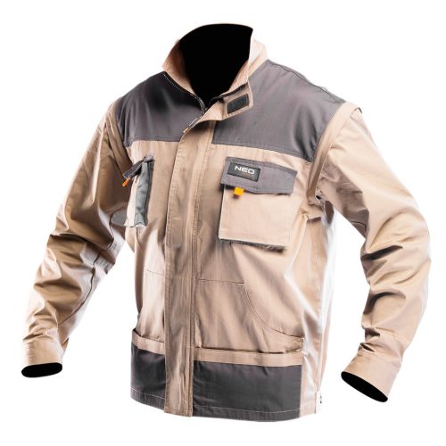 NEO TOOLS Munkadzseki 2 az 1-ben, XXL/58 100% pamut, 180g/m2, lezippzározható ujjak  81-310-XXL