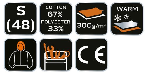 NEO TOOLS Munkavédelmi kabát, kapucnival PREMIUM, kétrétegű, 67% pamut + 33% poliészter, S 81-511-S