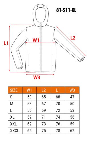 NEO TOOLS Munkavédelmi kabát, kapucnival PREMIUM, kétrétegű, 67% pamut + 33% poliészter, XL 81-511-XL
