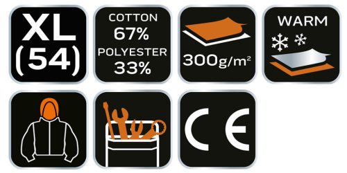 NEO TOOLS Munkavédelmi kabát, kapucnival PREMIUM, kétrétegű, 67% pamut + 33% poliészter, XL 81-511-XL