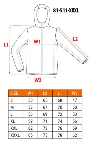 NEO TOOLS Munkavédelmi kabát, kapucnival PREMIUM, kétrétegű, 67% pamut + 33% poliészter, XXXL 81-511-XXXL