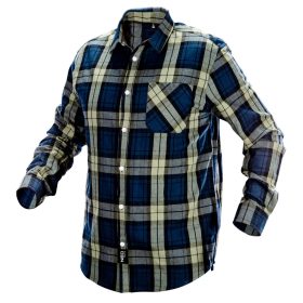  NEO TOOLS Flanel munkaing, kék-oliva-fekete, 100% pamut, S 81-541-S