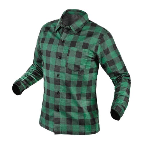 NEO TOOLS Flanel munkaing, zöld-fekete, 100% pamut, M 81-546-M