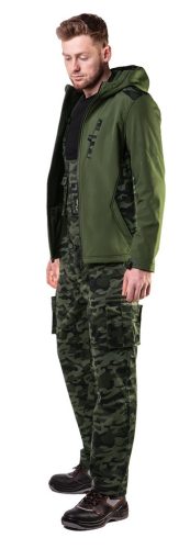 NEO TOOLS Terepmintás, softshell Munkavédelmi kabát, víz- és szélálló, kapucnis, CAMO, vízáll.:5000mm, légáter.:3000g/m2/24h, S 81-553-S