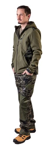 NEO TOOLS Terepmintás, softshell Munkavédelmi kabát, víz- és szélálló, kapucnis, CAMO, vízáll.:5000mm, légáter.:3000g/m2/24h, S 81-553-S