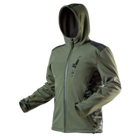   NEO TOOLS Terepmintás, softshell Munkavédelmi kabát, víz- és szélálló, kapucnis, CAMO, vízáll.:5000mm, légáter.:3000g/m2/24h, XXL 81-553-XXL