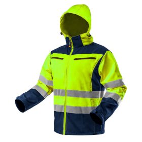   NEO TOOLS Láthatósági Softshell Munkavédelmi kabát, kapucnival, sárga, M 81-700-M