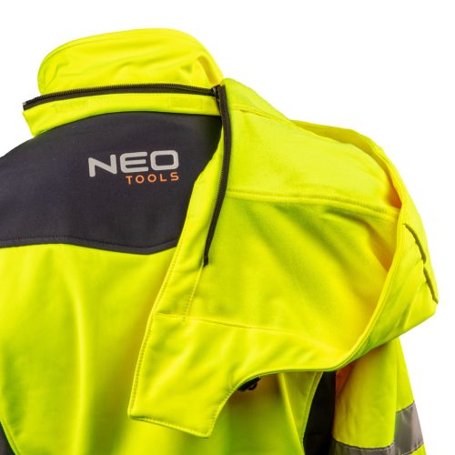 NEO TOOLS Láthatósági Softshell Munkavédelmi kabát, kapucnival, sárga, XL 81-700-XL