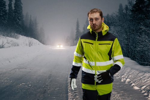 NEO TOOLS Láthatósági Softshell Munkavédelmi kabát, kapucnival, sárga, XXL 81-700-XXL